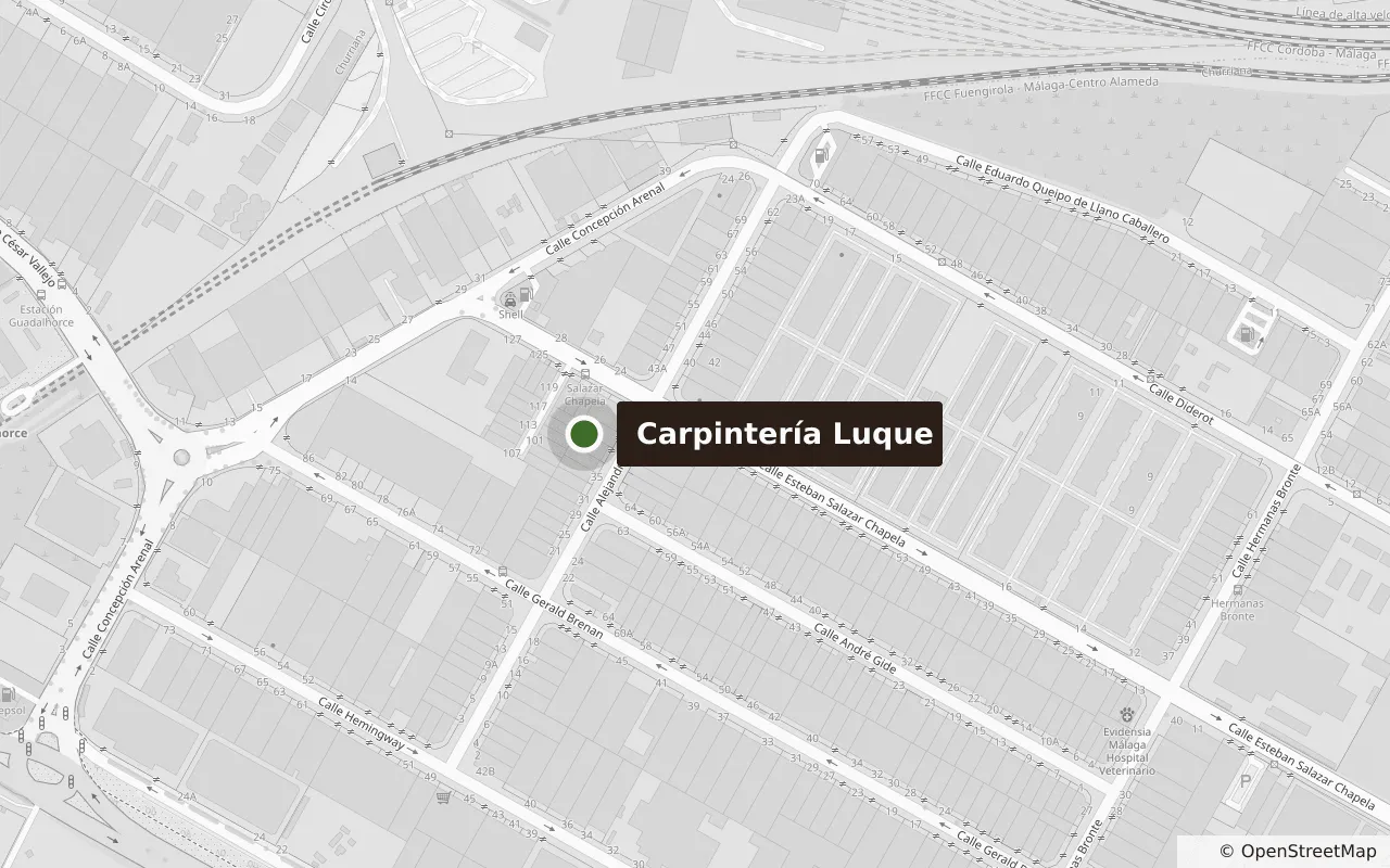 Mapa: Carpintería Luque en C/ Esteban Salazar Chapela, 20, Portón 5, Nave 100, Polígono Industrial Guadalhorce, Málaga